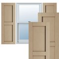 Ekena Millwork Rustic Two Equal Panel Flat Panel Smooth Faux Wood Shutters (Per Pair), Primed Tan, 18"W x 68"H SHUFP18X68SMPR